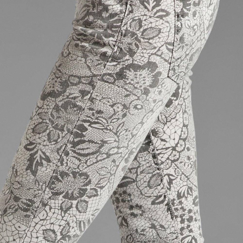 CURRENT ELLIOTT New Jeans Ankle Skinny Light Grey Black Lace Floral Women's HP🎉 - Picture 8 of 17